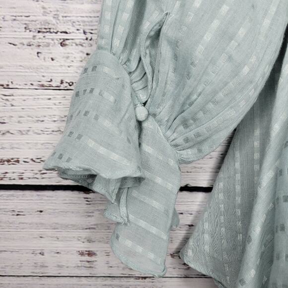 Mustard Seed Babydoll Peasant Style Flowy Top Sea Foam Green | Small - Picture 7 of 11